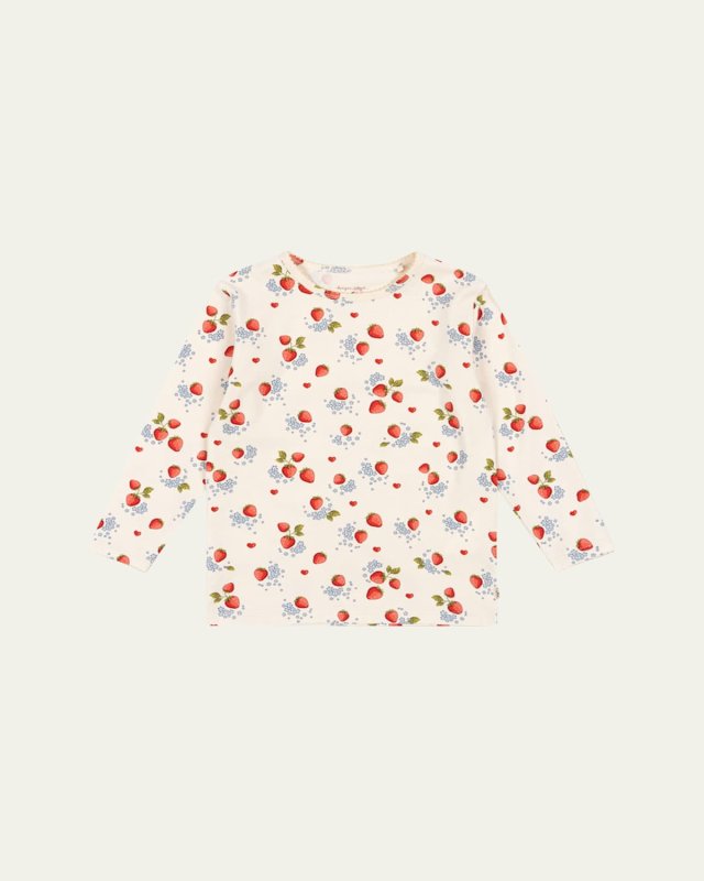 Girl's Strawberry-Print T-Shirt, Size 9M-3